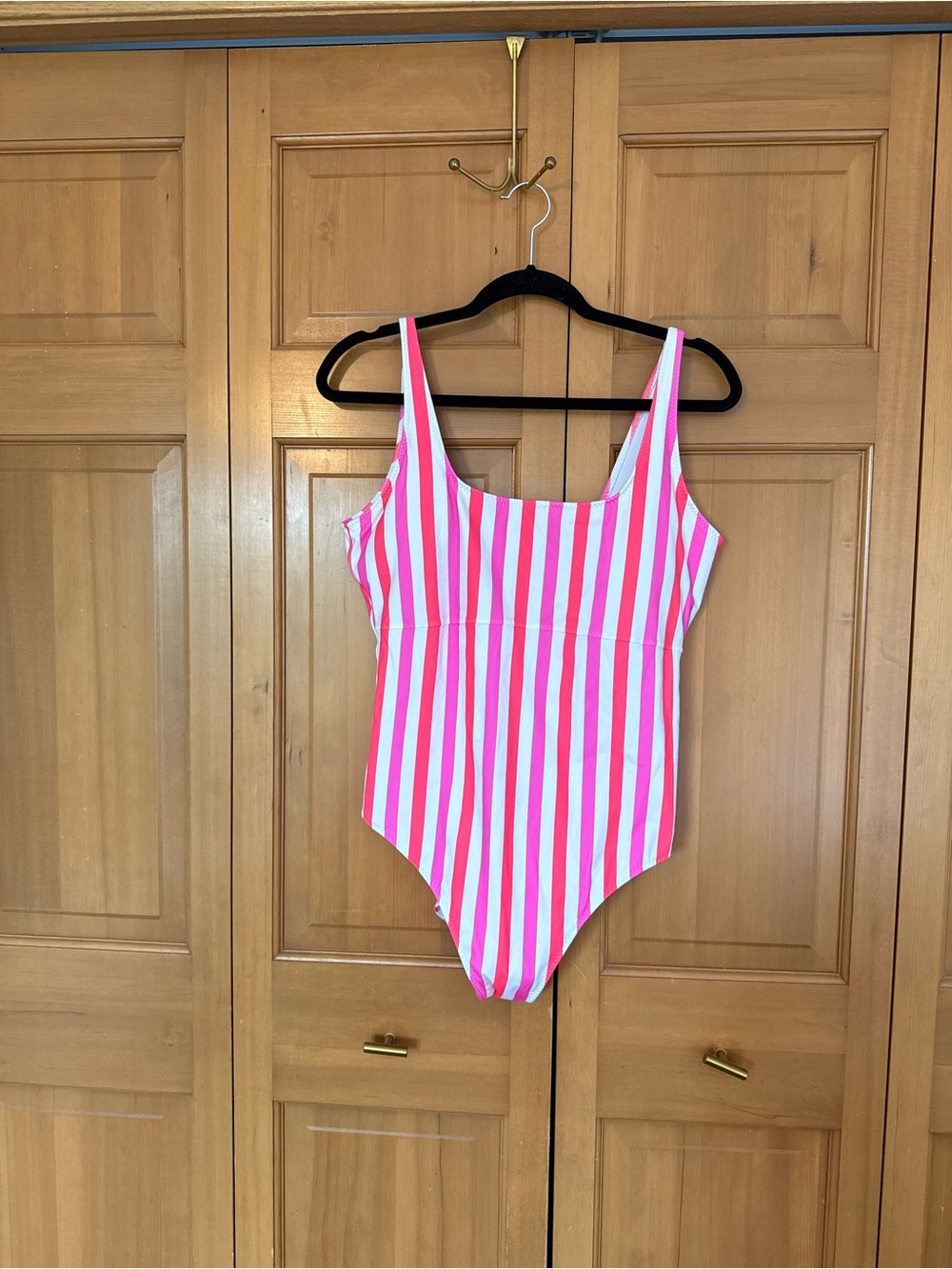 Fabletics Pink & White Vertical Stripe One-Piece Swimsuit